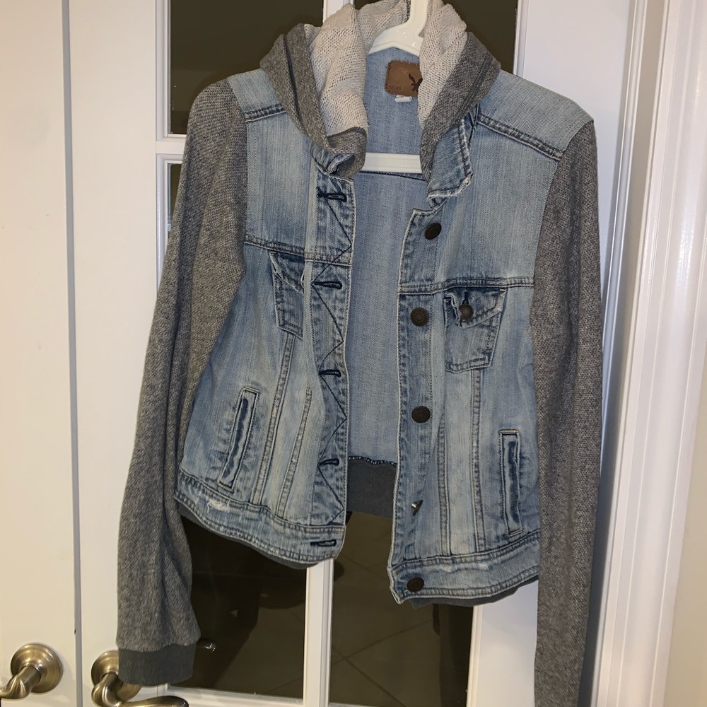 American Eagle Jean Sweatshirt Hybrid Jacket